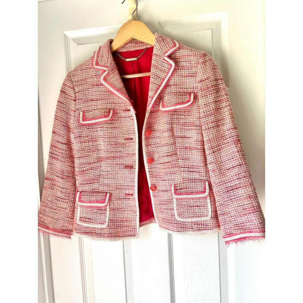 Elie Tahari Pink Tweed Blazer size small